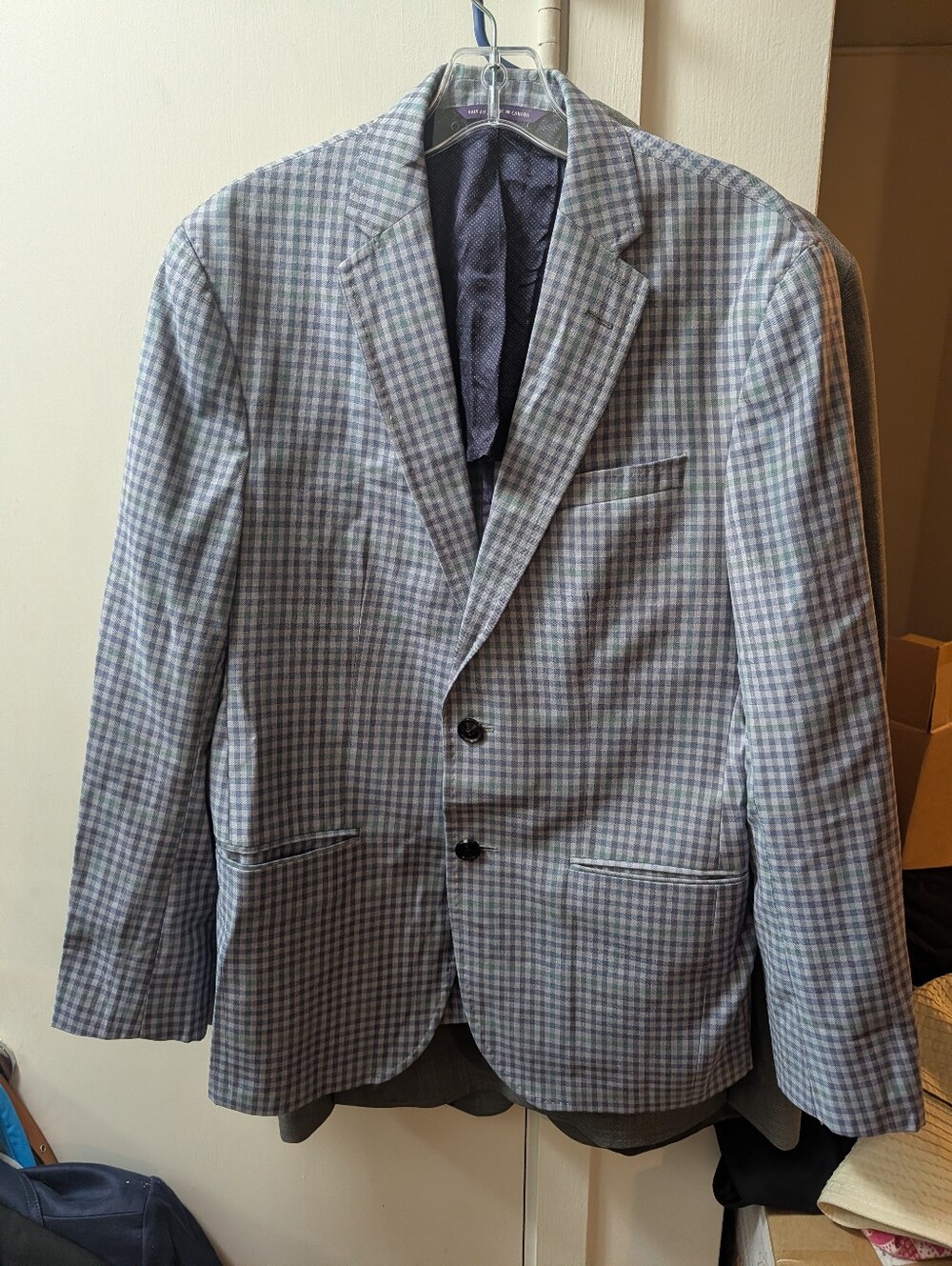 ted baker london endurance konan spj purple check wool blazer 38S